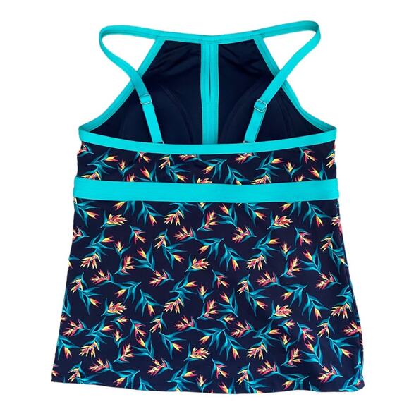 Lands’ End Blue Tropical Tankini Swim Top 4 - Picture 2 of 4